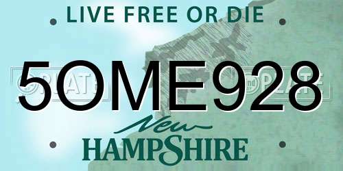 5OME928 New Hampshire License Plate
