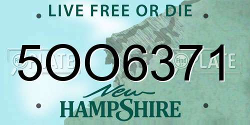 5OO6371 New Hampshire License Plate