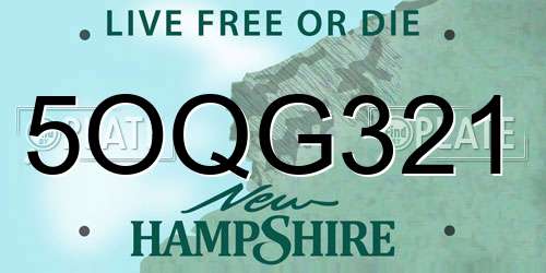 5OQG321 New Hampshire License Plate