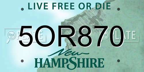 5OR870 New Hampshire License Plate