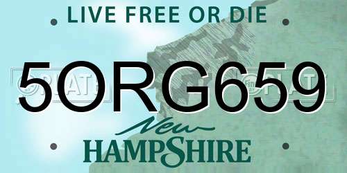 5ORG659 New Hampshire License Plate