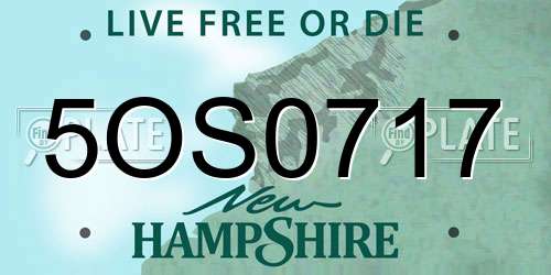 5OS0717 New Hampshire License Plate
