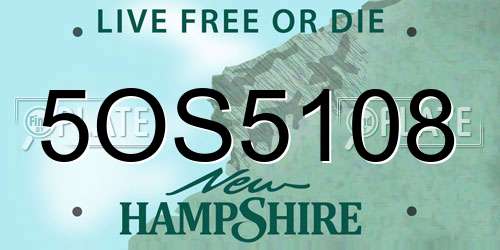 5OS5108 New Hampshire License Plate