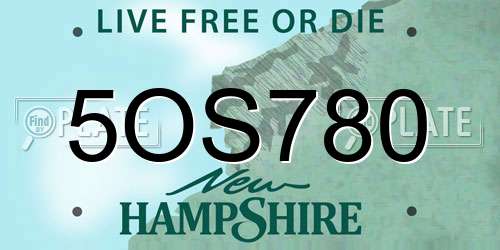 5OS780 New Hampshire License Plate