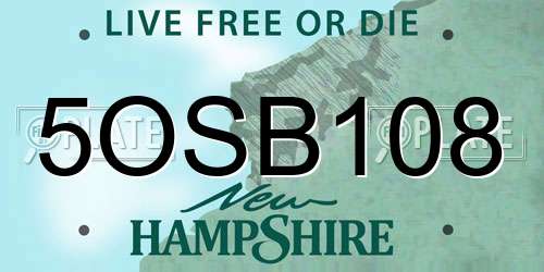 5OSB108 New Hampshire License Plate