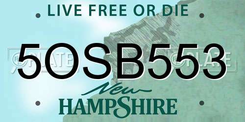 5OSB553 New Hampshire License Plate
