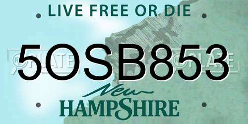 5OSB853 New Hampshire License Plate
