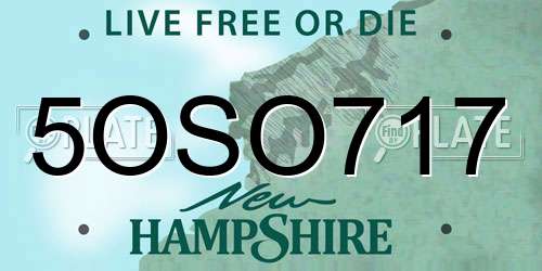 5OSO717 New Hampshire License Plate