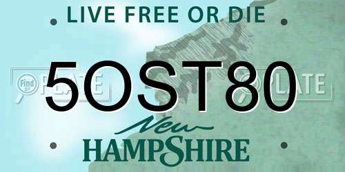 5OST80 New Hampshire License Plate
