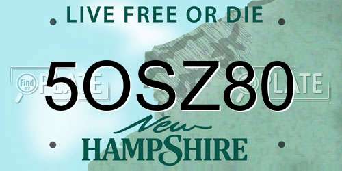 5OSZ80 New Hampshire License Plate
