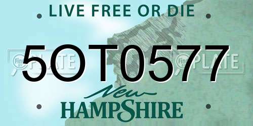 5OT0577 New Hampshire License Plate