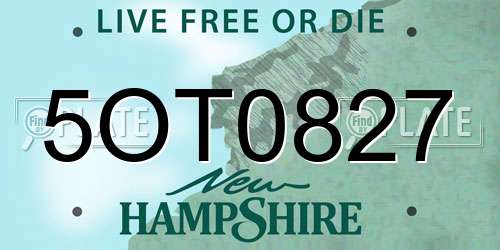 5OT0827 New Hampshire License Plate