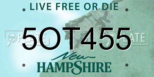 5OT455 New Hampshire License Plate