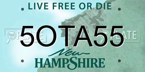 5OTA55 New Hampshire License Plate