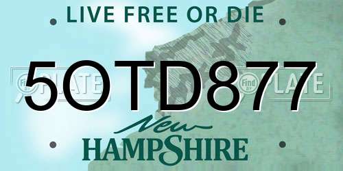 5OTD877 New Hampshire License Plate