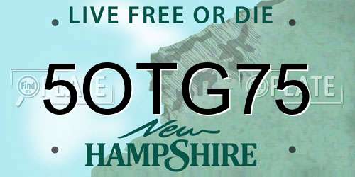 5OTG75 New Hampshire License Plate