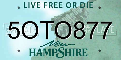 5OTO877 New Hampshire License Plate