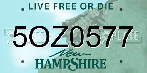 5OZ0577 New Hampshire License Plate