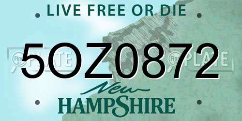 5OZ0872 New Hampshire License Plate