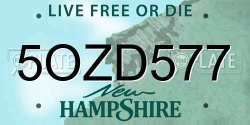 5OZD577 New Hampshire License Plate