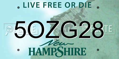 5OZG28 New Hampshire License Plate