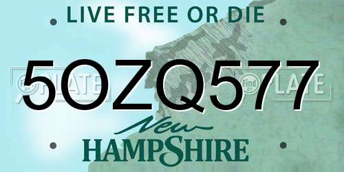 5OZQ577 New Hampshire License Plate