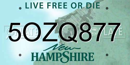 5OZQ877 New Hampshire License Plate