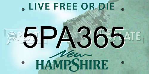 5PA365 New Hampshire License Plate