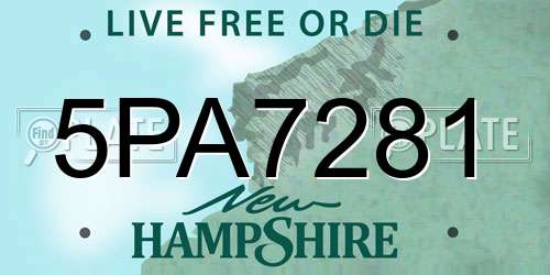 5PA7281 New Hampshire License Plate