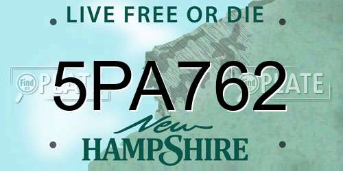 5PA762 New Hampshire License Plate