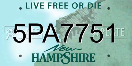5PA7751 New Hampshire License Plate