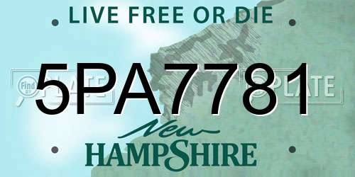 5PA7781 New Hampshire License Plate