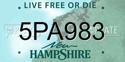 5PA983 New Hampshire License Plate