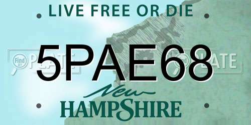 5PAE68 New Hampshire License Plate