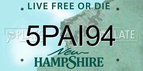 5PAI94 New Hampshire License Plate