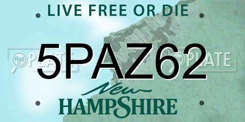 5PAZ62 New Hampshire License Plate