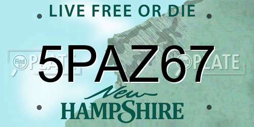 5PAZ67 New Hampshire License Plate
