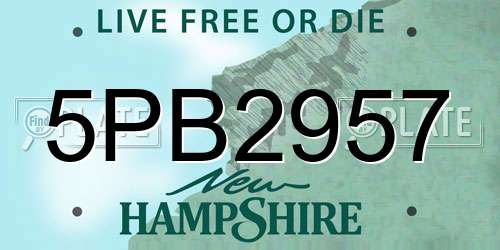 5PB2957 New Hampshire License Plate