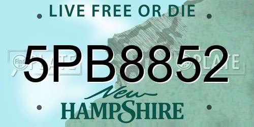 5PB8852 New Hampshire License Plate