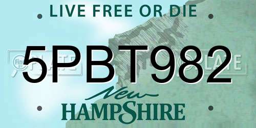 5PBT982 New Hampshire License Plate