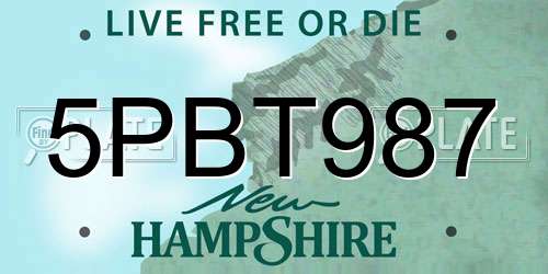 5PBT987 New Hampshire License Plate