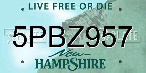 5PBZ957 New Hampshire License Plate