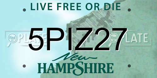 5PIZ27 New Hampshire License Plate