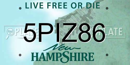 5PIZ86 New Hampshire License Plate