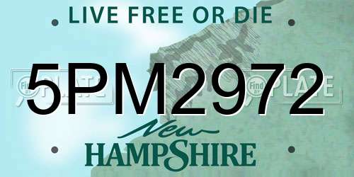 5PM2972 New Hampshire License Plate