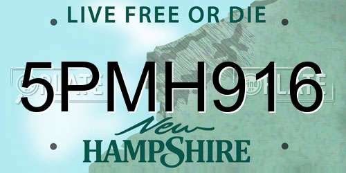 5PMH916 New Hampshire License Plate