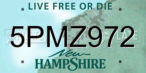 5PMZ972 New Hampshire License Plate