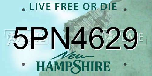 5PN4629 New Hampshire License Plate
