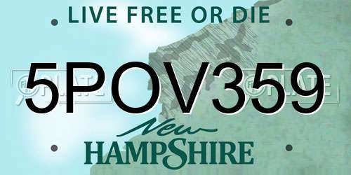 5POV359 New Hampshire License Plate
