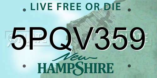5PQV359 New Hampshire License Plate